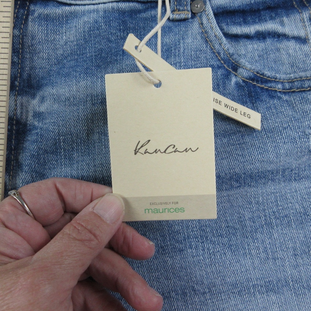 KanCan Jeans Womens 20W Blue Wide-Leg High Rise Distressed Stretch 41x32* NWT - Picture 9 of 16